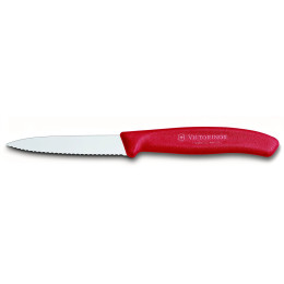 Zöldségvágó kés Victorinox 8 cm - recés piros