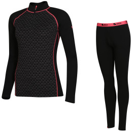 Zulu Merino 240 Zip Long női funkcionális szett fekete/rózsaszín Black/Pink