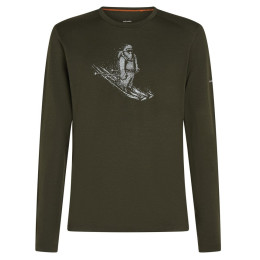 Icebreaker Men Merino 200 Oasis LS Crewe SkiingYeti férfi funkcionális póló sötétzöld Dk Loden