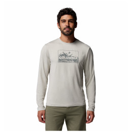 Columbia Parsons Point™ Ls Graphic Tee férfi póló bézs Dark Stone Heather Framed Peakscape