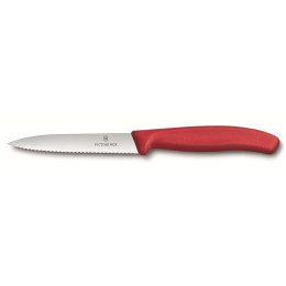 Zöldségvágó kés Victorinox 10 cm - recés piros red