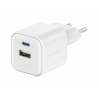 Swissten TRAVEL CHARGER GaN 1x USB-C 20W PD AND 1x USB-A 18W QC töltő fehér