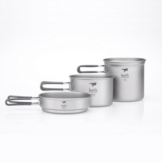 Edénykészlet Keith Titanium 3-Piece Titanium pot and Pan Cook Set szürke