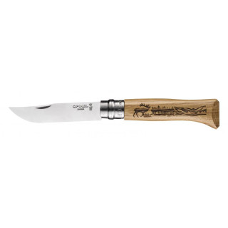 Zsebkés Opinel VRI No. 08 Inox metszett Szarvas mintával