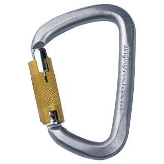 D Karabiner Singing Rock acél Triple Lock 50 kN