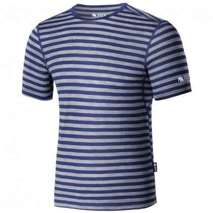 Zulu Merino 160 Short Stripes férfi póló kék/szürke