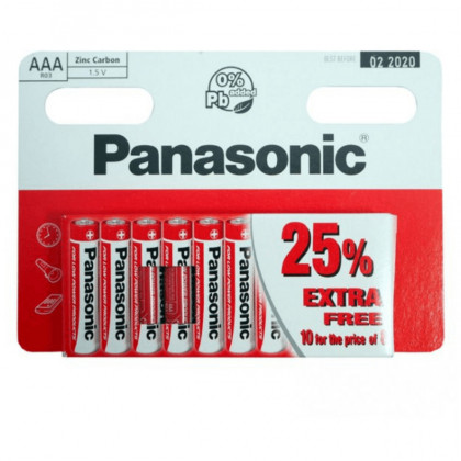Elem Panasonic Zinc C AAA/10 fehér/piros