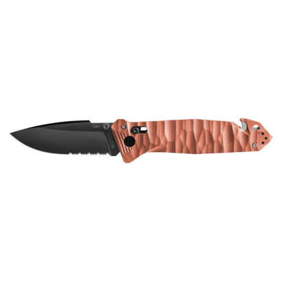 TB OUTDOOR Cac S200 French Army Knife Textured G10 Serrated zsebkés narancs