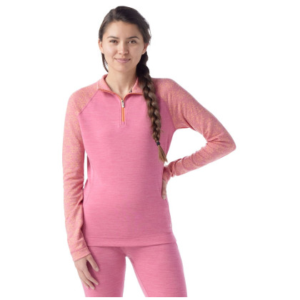 Smartwool W Classic Thermal Merino Bl 1/4 Zip B női funkcionális felső rózsaszín/lila garden pink digi snow