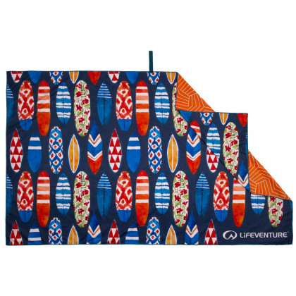 Gyorsan száradó törülköző LifeVenture Printed SoftFibre Trek Towel kék/narancs
