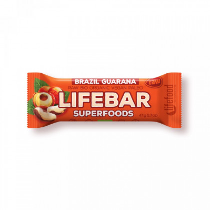 Energiaszelet Lifebar Plus brazil guaránával BIO RAW 47 g