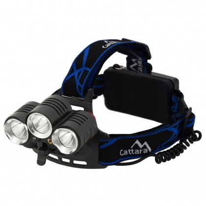Cattara LED 400lm (1x XM-L+2x XP-E) fejlámpa fekete/kék