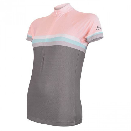 Dámský cyklistický dres Sensor Cyklo Summer Stripe szürke/rózsaszín