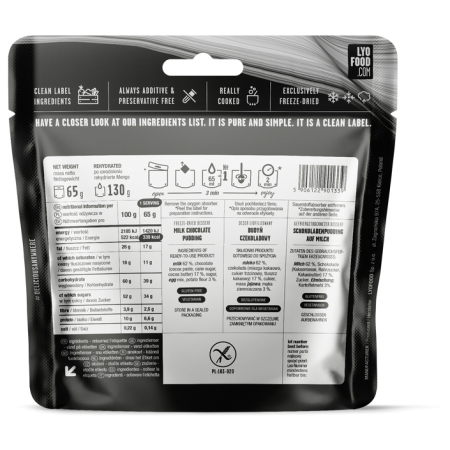 Lyo food Csokoládépuding szárított étel