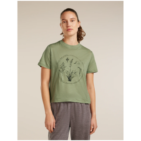 Icebreaker Merino 150 Tech Lite SS Crop Tee Seed Story női póló zöld LICHEN