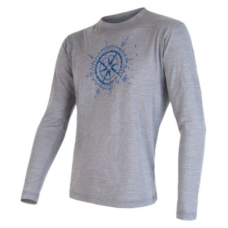 Férfi póló Sensor Merino Wool PT Iránytű h. ujjú szürke šedá