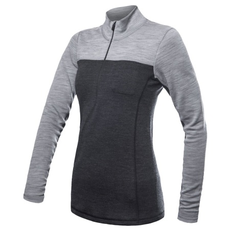 Sensor Merino Bold dl. rukáv zip női funkcionális felső szürke anthracite/cool gray