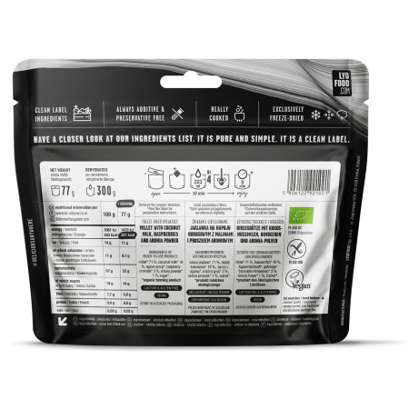 Lyo food Raspberry Millet Porridge szárított étel