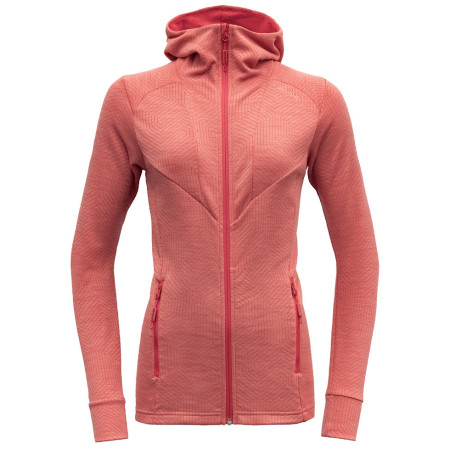 Női pulóver Devold Aksla Woman Jacket W/Hood lazac