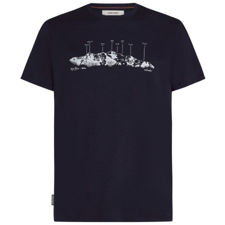 Icebreaker Men Merino 150 Tech Lite SS Tee The Peaks férfi póló sötétkék Midnight Navy