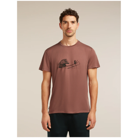 Icebreaker Merino Blend Core SS Tee Canoe Companions férfi funkcionális póló téglavörös CAROB