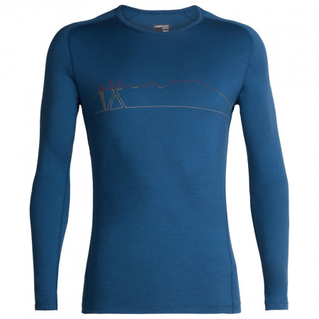 Férfi póló Icebreaker Mens 200 Oasis Deluxe Raglan LS Crewe Single Line Ski kék PRUSSIAN BLUE