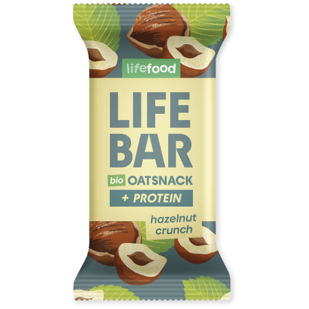 Lifefood Lifebar Oat Snack Protein s lískovými oříšky BIO 40 g energiaszelet barna