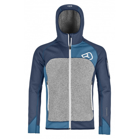 Férfi pulóver Ortovox Fleece Plus Hoody szürke/kék Night Blue