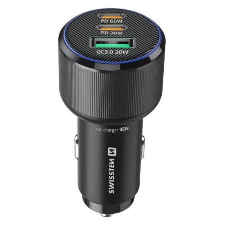 Swissten Car Charger 2x USB-C PD + USB-A, 95 W + cabel USB-C / USB-C, 1 m adapter