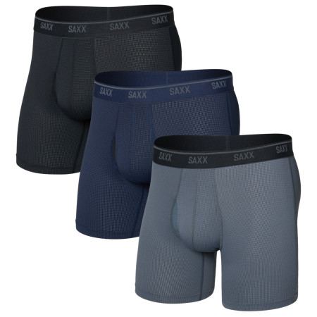 Saxx Quest Quick-Dry Mesh Boxer Brief Fly 3Pk férfi boxer fekete black/turbulence/maritime
