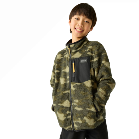 Regatta Junior Frankie Warm Fleece Bark Green Camo gyerek funkcionáls pulóver