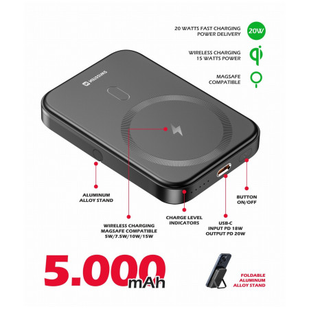 Swissten POWER BANK PD 20W 5000 mAh vezeték nélküli powerbank