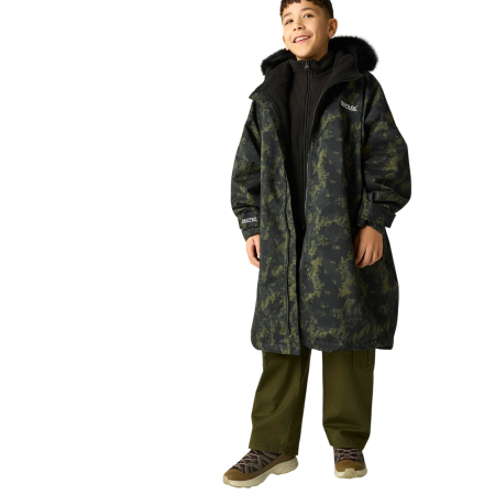 Regatta Junior Waterproof Changing Robe Pro Bark Green vízálló gyerekkabát