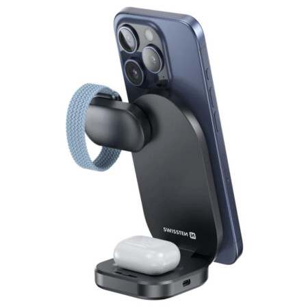 Swissten MagBase 3-in-1 vezeték nélküli töltő