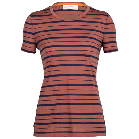 Női póló Icebreaker Women Wave SS Tee Stripe piros/fekete