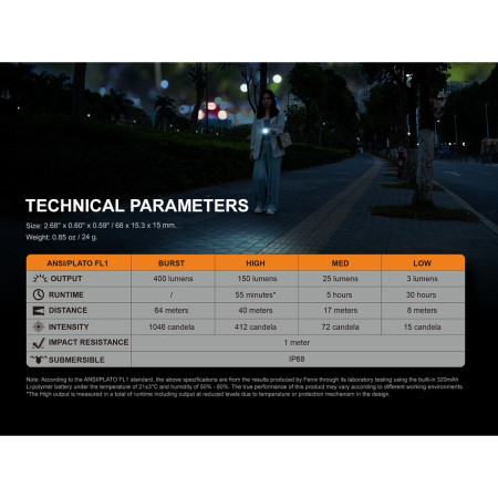 Újratölthető lámpa Fenix Nabíjecí svítilna E05R