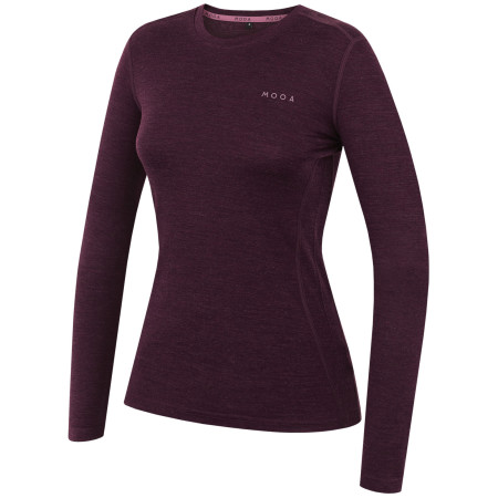 MOOA MerinoSilk 160 long női póló sötétlila dark purple melange