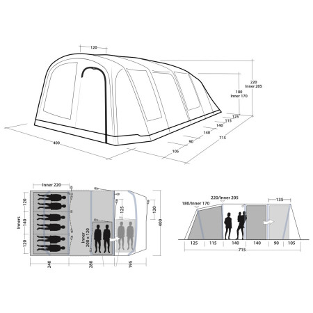 Outwell Tennessee 6+2 Air felfújható sátor