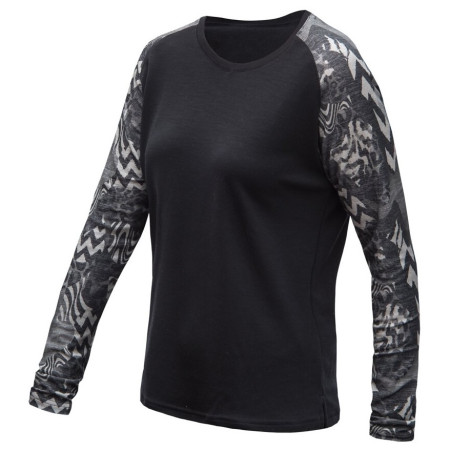 Sensor Merino Blend Impress női technikai hosszú ujjú póló. fekete/szürke černá/zebra
