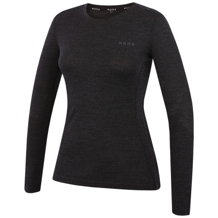 MOOA MerinoSilk 160 long női póló fekete black melange