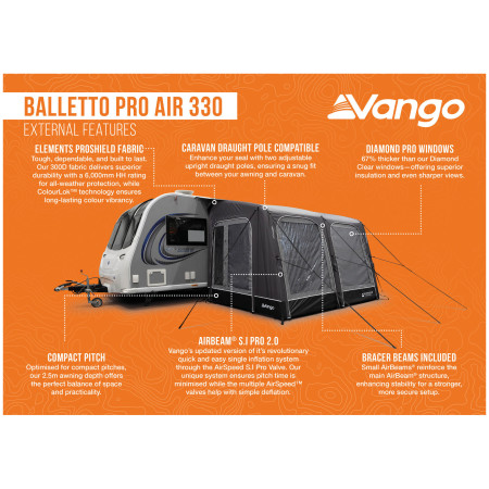 Vango Balletto Pro Air 330 elősátor