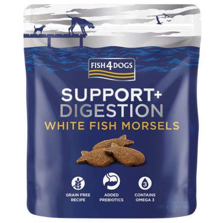 Fish4Dogs Digestion White Fish Morsels 225g jutalomfalatok kutyáknak