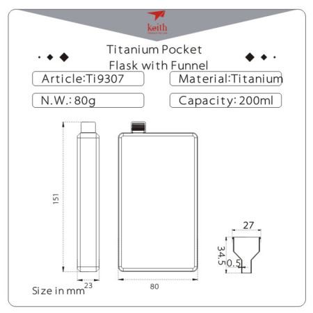Laposüveg Keith Titanium Jug 200 ml