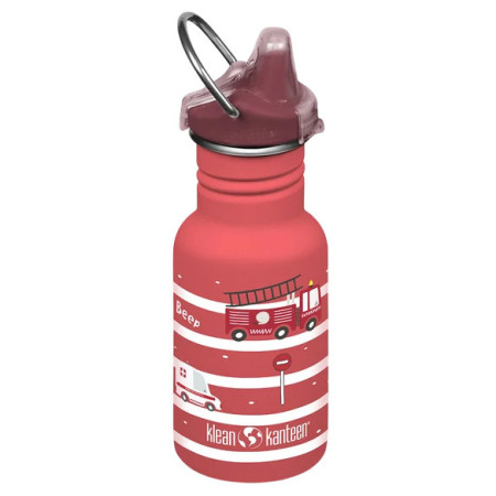 Klean Kanteen Kid Classic Narrow 12oz (w/ Kid Sippy Cap) gyerek kulacs piros Fire Trucks
