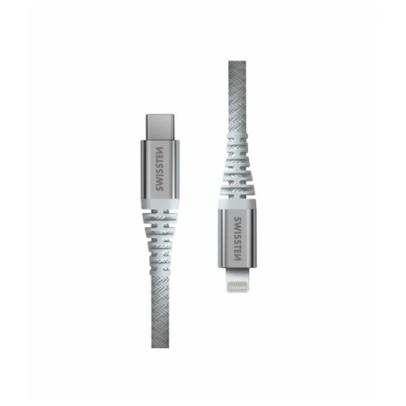 Swissten Kevlar USB C / Lightning 1,5 m kábel fehér white