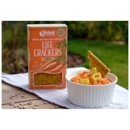 Lifefood LIFE CRACKERS Mrkvánky RAW BIO 80 g sós keksz