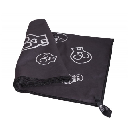 Zulu Light 85x150 cm koponyás törölköző fekete