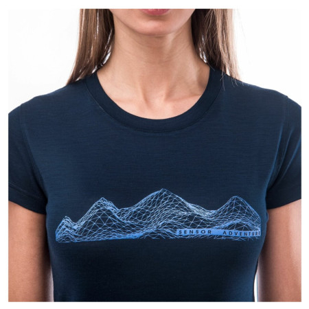 Női funkcionális felső Sensor Merino Active Pt Mountains Deep Blue