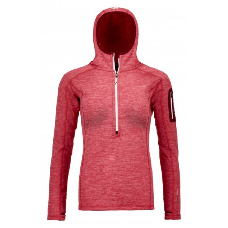 Ortovox Fleece Light Melange Zip Neck női pulóver piros HotCoral