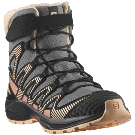 Salomon Xa Pro V8 Winter Waterproof gyerek téli cipő szürke Pewter / Black / Peach Fuzz